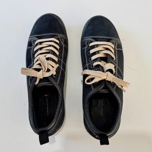Banana Republic Navy Suede and Beige Boat Shoes